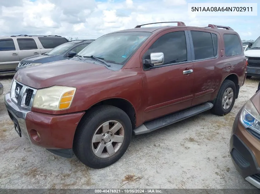 2004 Nissan Pathfinder Armada Le VIN: 5N1AA08A64N702911 Lot: 40476921