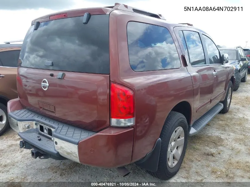 2004 Nissan Pathfinder Armada Le VIN: 5N1AA08A64N702911 Lot: 40476921