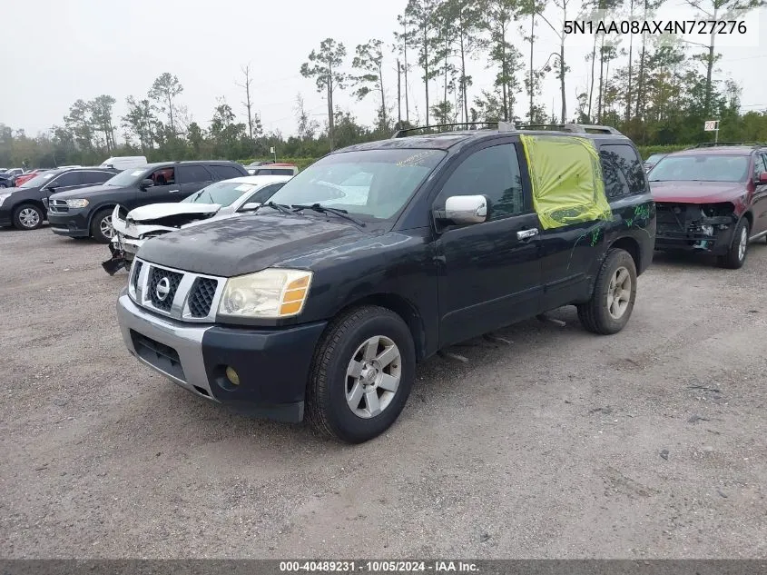 2004 Nissan Pathfinder Armada Se/Le VIN: 5N1AA08AX4N727276 Lot: 40489231