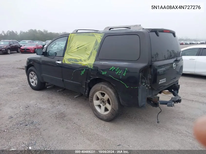 2004 Nissan Pathfinder Armada Se/Le VIN: 5N1AA08AX4N727276 Lot: 40489231