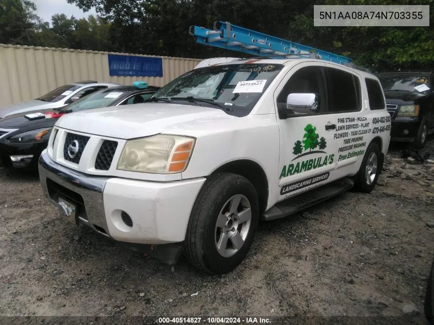 2004 Nissan Pathfinder Armada Se VIN: 5N1AA08A74N703355 Lot: 40514827