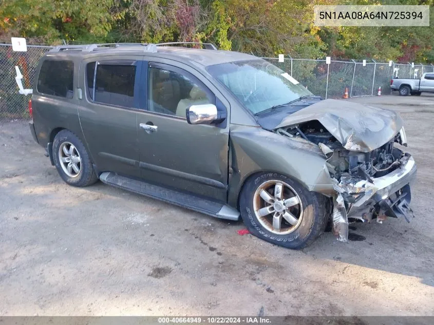 2004 Nissan Pathfinder Armada Se VIN: 5N1AA08A64N725394 Lot: 40664949