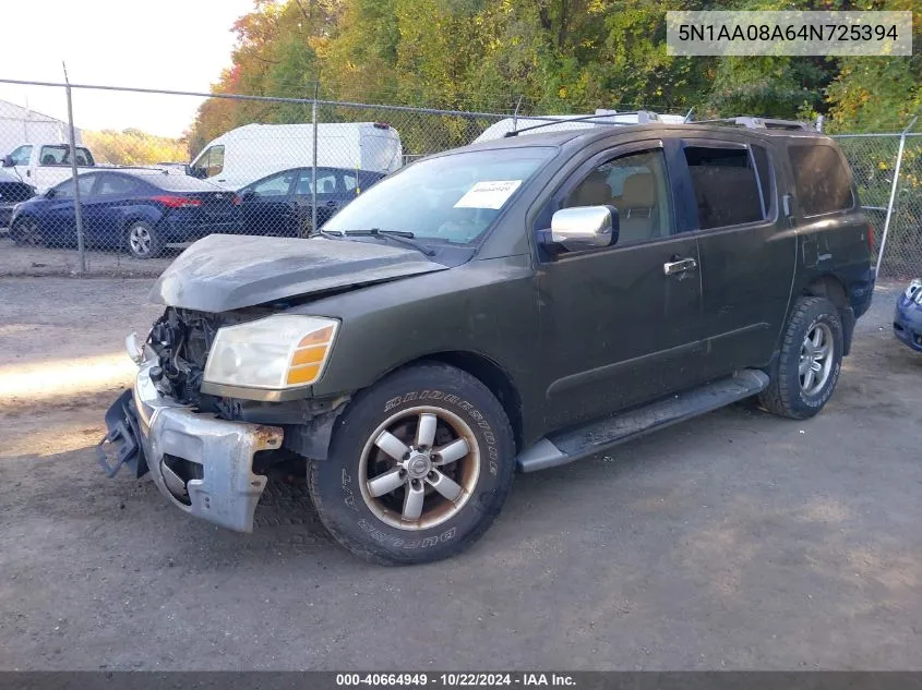 2004 Nissan Pathfinder Armada Se VIN: 5N1AA08A64N725394 Lot: 40664949