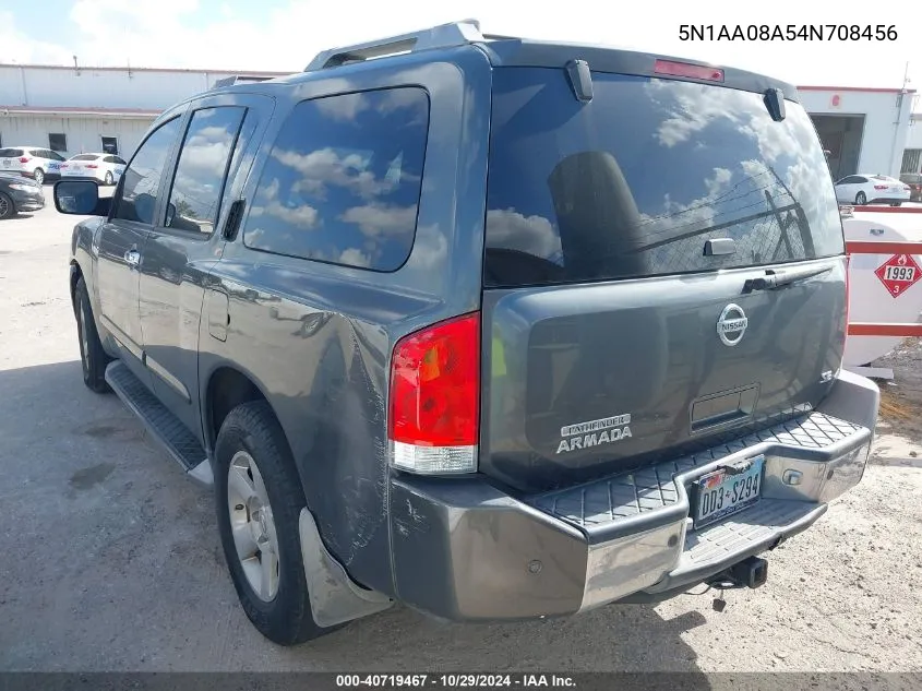 2004 Nissan Pathfinder Armada Se VIN: 5N1AA08A54N708456 Lot: 40719467