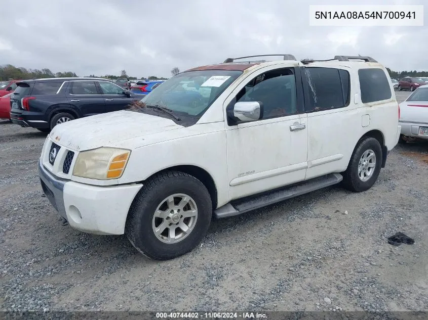 2004 Nissan Pathfinder Armada Se Off-Road VIN: 5N1AA08A54N700941 Lot: 40744402