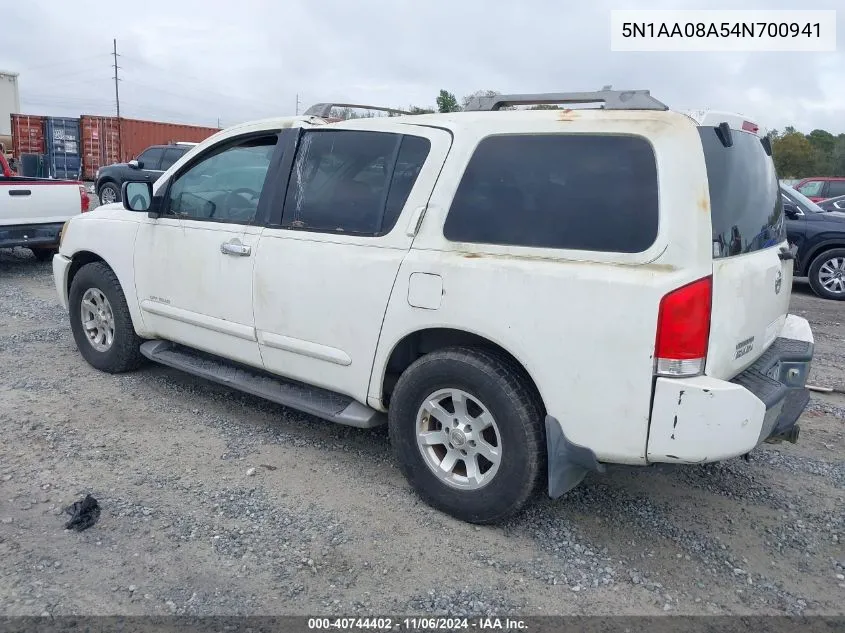 2004 Nissan Pathfinder Armada Se Off-Road VIN: 5N1AA08A54N700941 Lot: 40744402