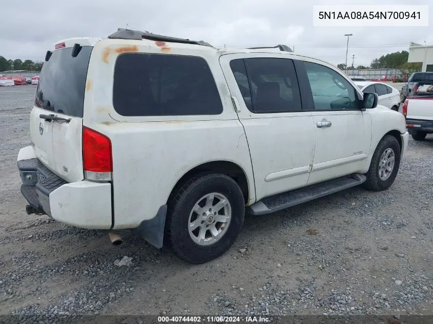 2004 Nissan Pathfinder Armada Se Off-Road VIN: 5N1AA08A54N700941 Lot: 40744402