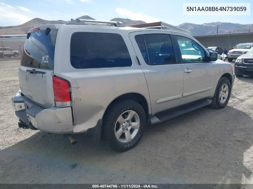 2004 Nissan Pathfinder Armada Le VIN: 5N1AA08B64N739059 Lot: 40744766