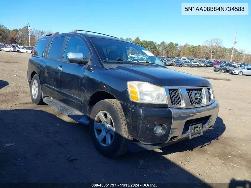 2004 Nissan Pathfinder Armada Le VIN: 5N1AA08B84N734588 Lot: 40851797