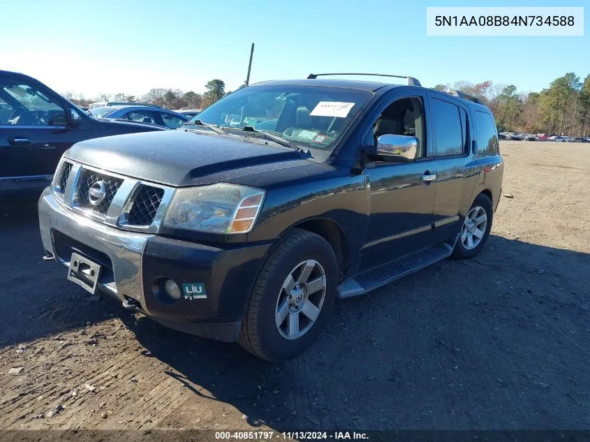 2004 Nissan Pathfinder Armada Le VIN: 5N1AA08B84N734588 Lot: 40851797