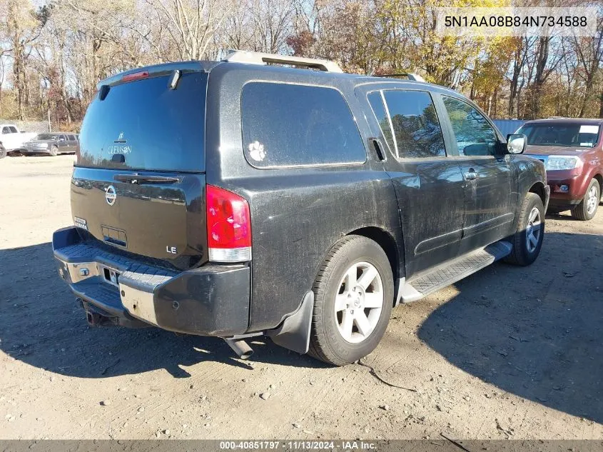 2004 Nissan Pathfinder Armada Le VIN: 5N1AA08B84N734588 Lot: 40851797