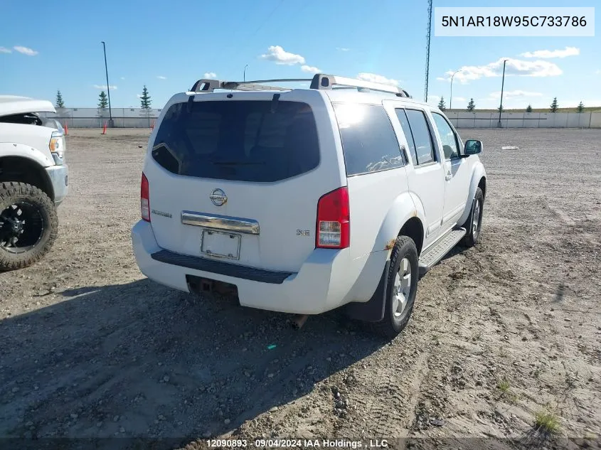 2005 Nissan Pathfinder Le/Se/Xe VIN: 5N1AR18W95C733786 Lot: 12090893