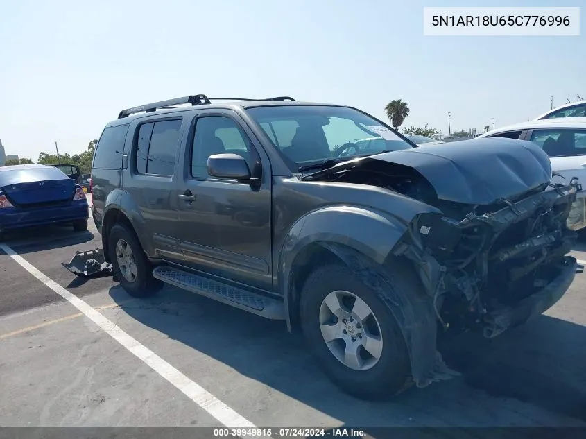 2005 Nissan Pathfinder Se VIN: 5N1AR18U65C776996 Lot: 39949815