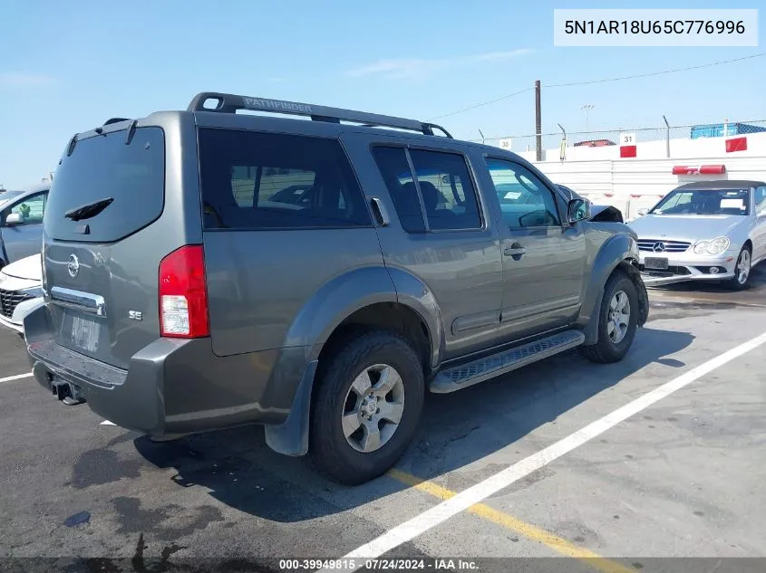 2005 Nissan Pathfinder Se VIN: 5N1AR18U65C776996 Lot: 39949815