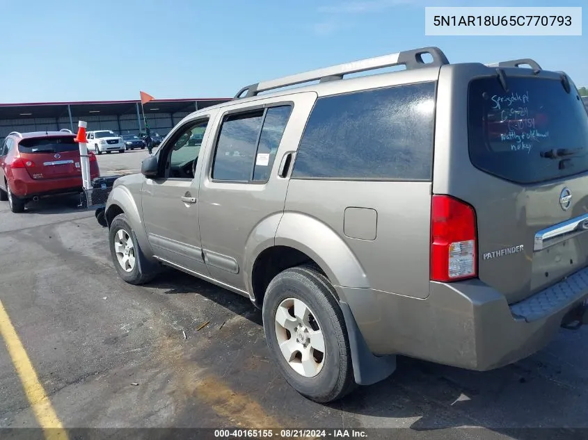 2005 Nissan Pathfinder Le/Se/Xe VIN: 5N1AR18U65C770793 Lot: 40165155