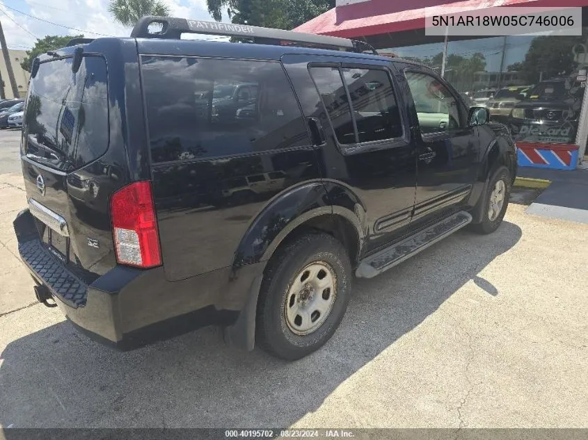 2005 Nissan Pathfinder VIN: 5N1AR18W05C746006 Lot: 40195702