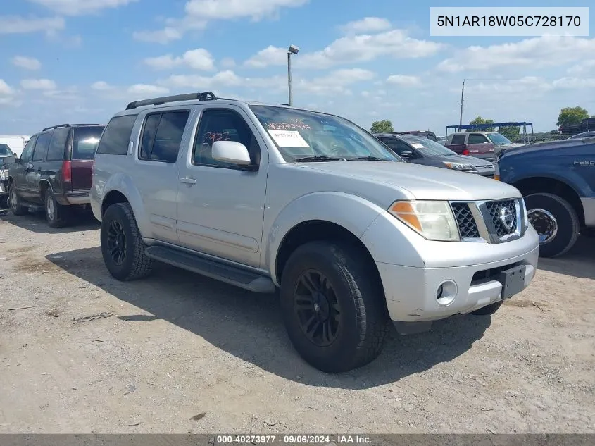 2005 Nissan Pathfinder Le VIN: 5N1AR18W05C728170 Lot: 40273977