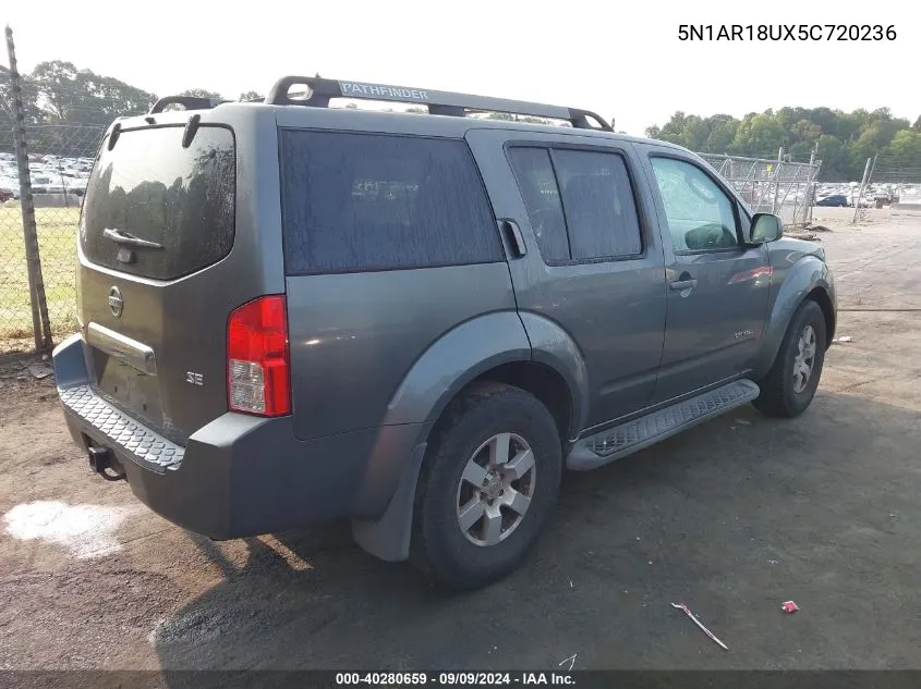 2005 Nissan Pathfinder Se Off-Road VIN: 5N1AR18UX5C720236 Lot: 40280659