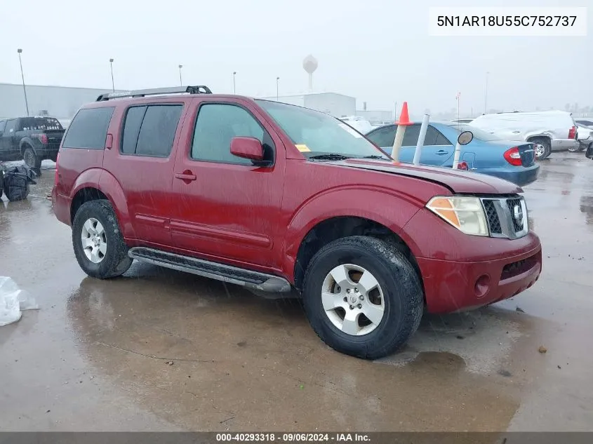 2005 Nissan Pathfinder Se VIN: 5N1AR18U55C752737 Lot: 40293318