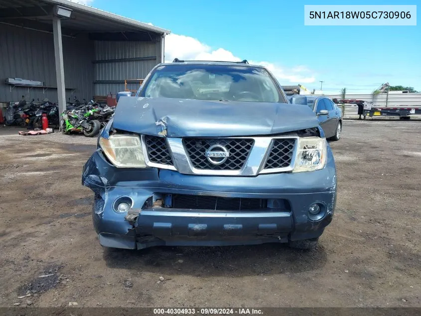 2005 Nissan Pathfinder Se VIN: 5N1AR18W05C730906 Lot: 40304933