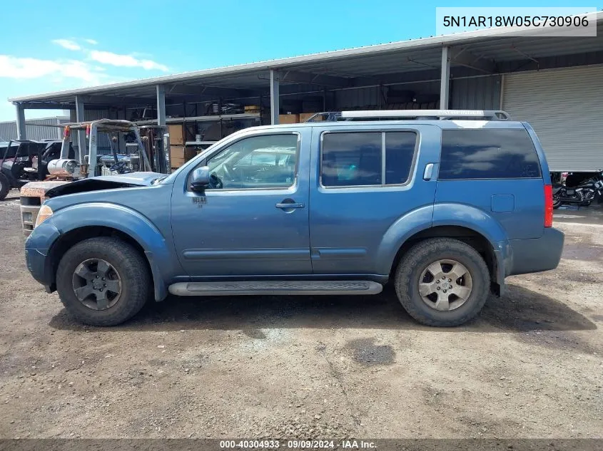 2005 Nissan Pathfinder Se VIN: 5N1AR18W05C730906 Lot: 40304933