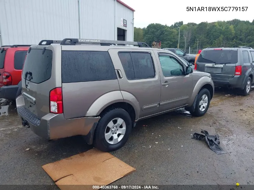 2005 Nissan Pathfinder Xe VIN: 5N1AR18WX5C779157 Lot: 40363768