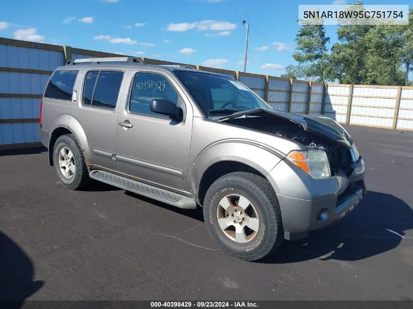 2005 Nissan Pathfinder Xe VIN: 5N1AR18W95C751754 Lot: 40398429