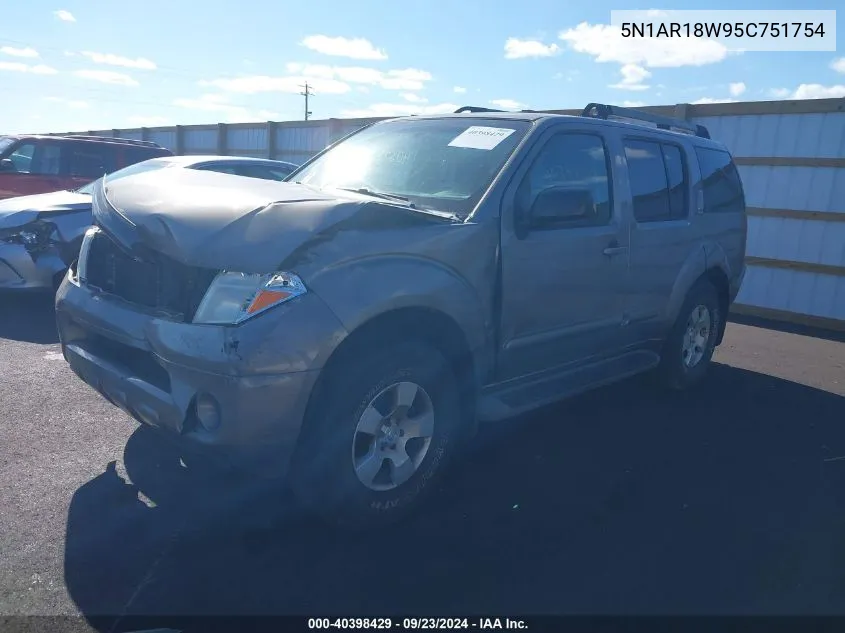 2005 Nissan Pathfinder Xe VIN: 5N1AR18W95C751754 Lot: 40398429