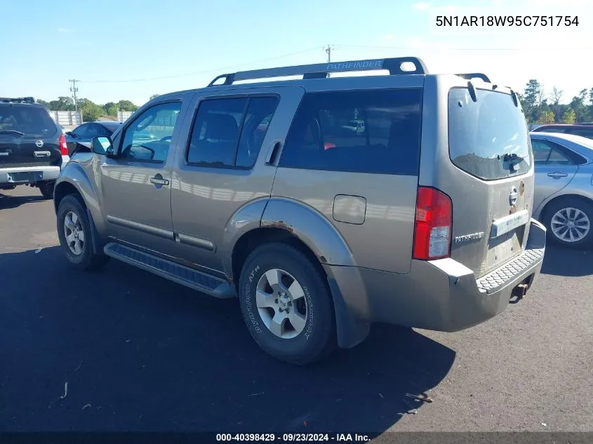 2005 Nissan Pathfinder Xe VIN: 5N1AR18W95C751754 Lot: 40398429