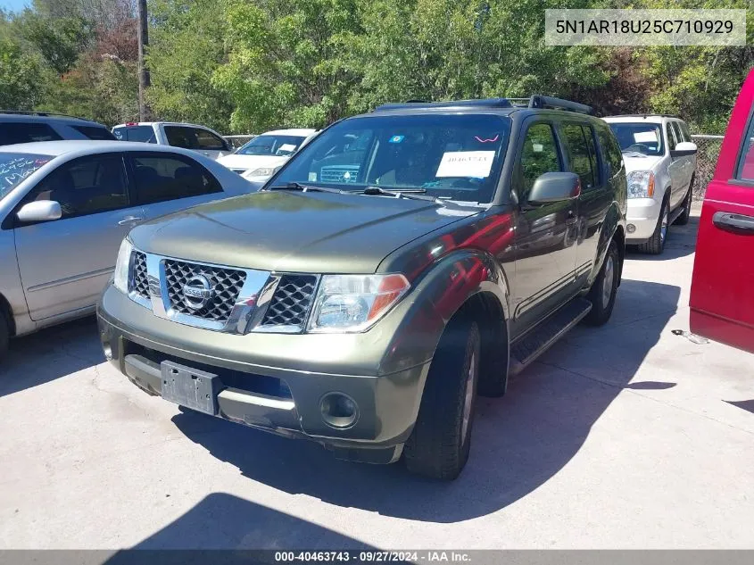 2005 Nissan Pathfinder Se VIN: 5N1AR18U25C710929 Lot: 40463743