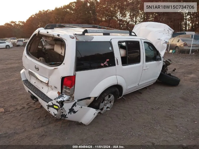 2005 Nissan Pathfinder Se VIN: 5N1AR18W15C734706 Lot: 40494428