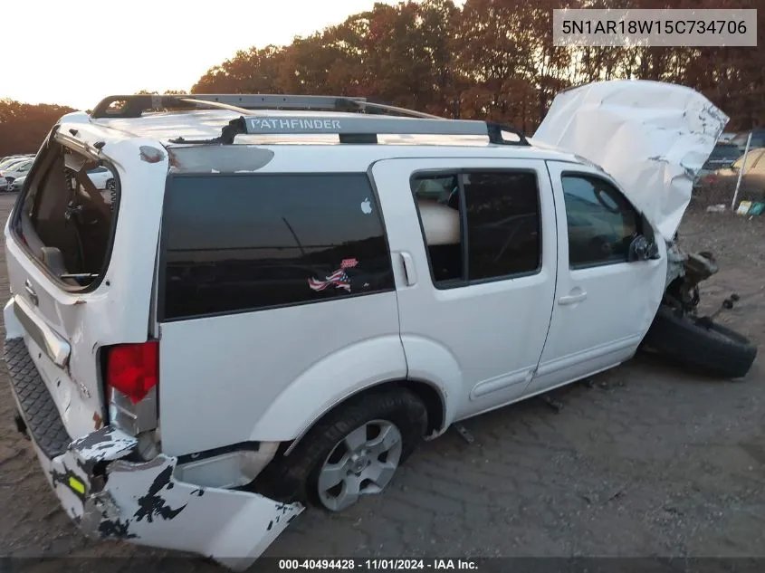 2005 Nissan Pathfinder Se VIN: 5N1AR18W15C734706 Lot: 40494428