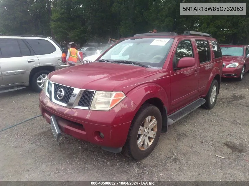 2005 Nissan Pathfinder Le VIN: 5N1AR18W85C732063 Lot: 40508632