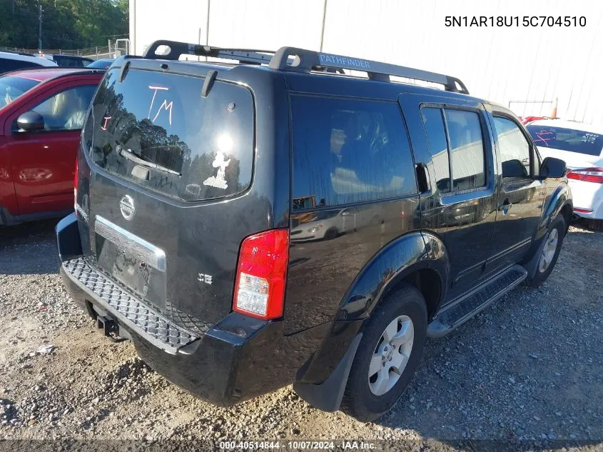 2005 Nissan Pathfinder Se VIN: 5N1AR18U15C704510 Lot: 40514844