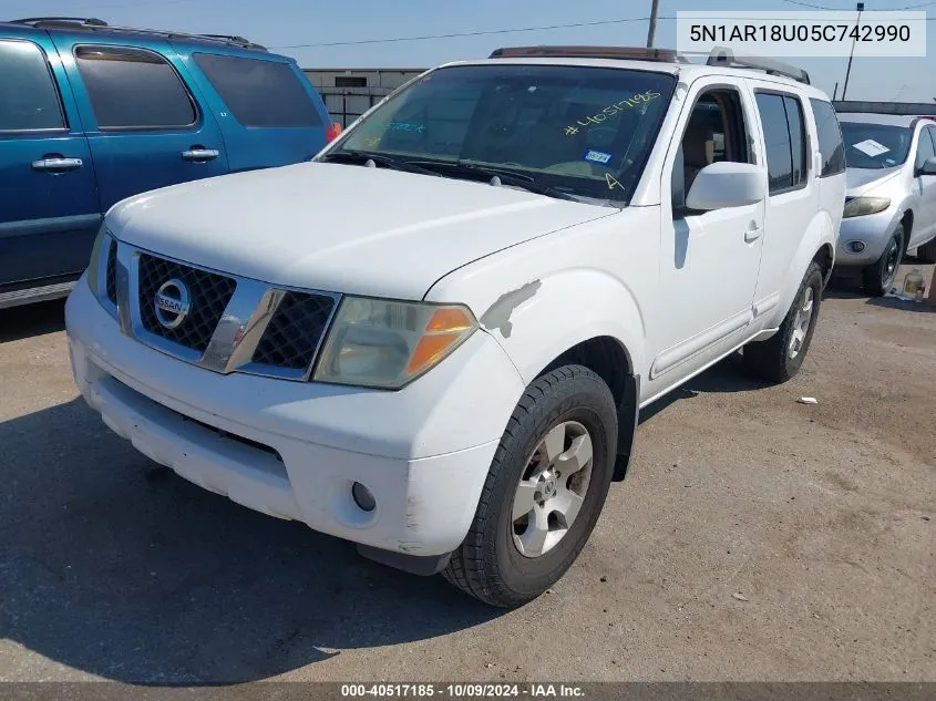 2005 Nissan Pathfinder Se VIN: 5N1AR18U05C742990 Lot: 40517185