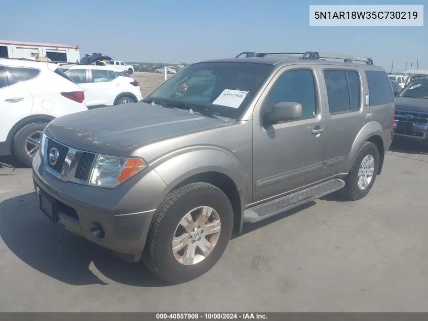 2005 Nissan Pathfinder Le VIN: 5N1AR18W35C730219 Lot: 40557908