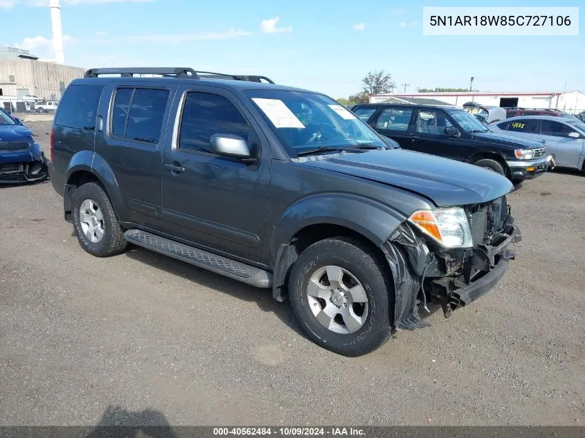 2005 Nissan Pathfinder Se VIN: 5N1AR18W85C727106 Lot: 40562484