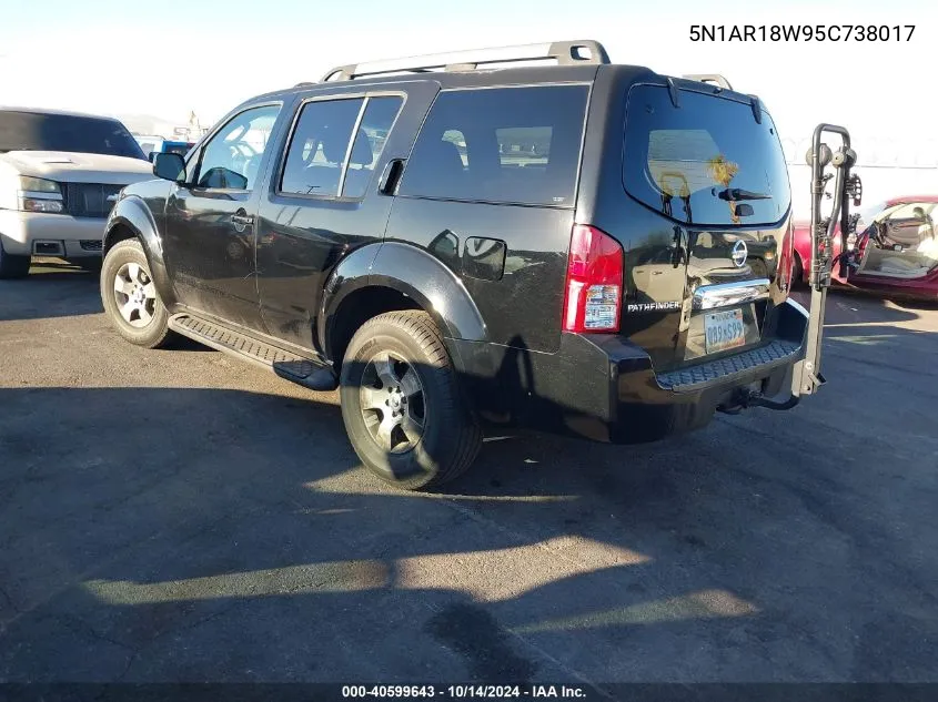 2005 Nissan Pathfinder Se VIN: 5N1AR18W95C738017 Lot: 40599643