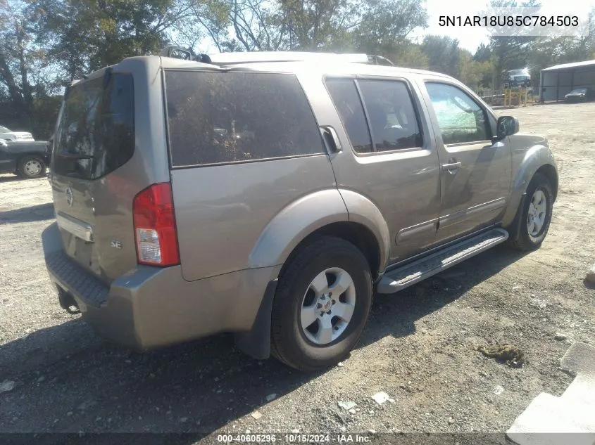 2005 Nissan Pathfinder Se VIN: 5N1AR18U85C784503 Lot: 40605296