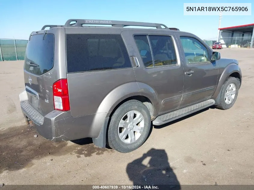 2005 Nissan Pathfinder Le VIN: 5N1AR18WX5C765906 Lot: 40607939