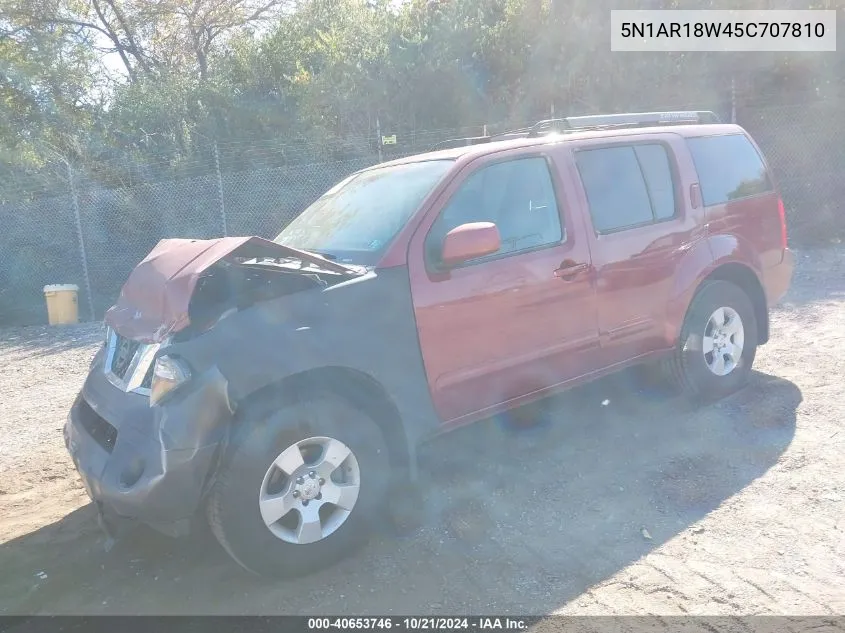 2005 Nissan Pathfinder Se VIN: 5N1AR18W45C707810 Lot: 40653746