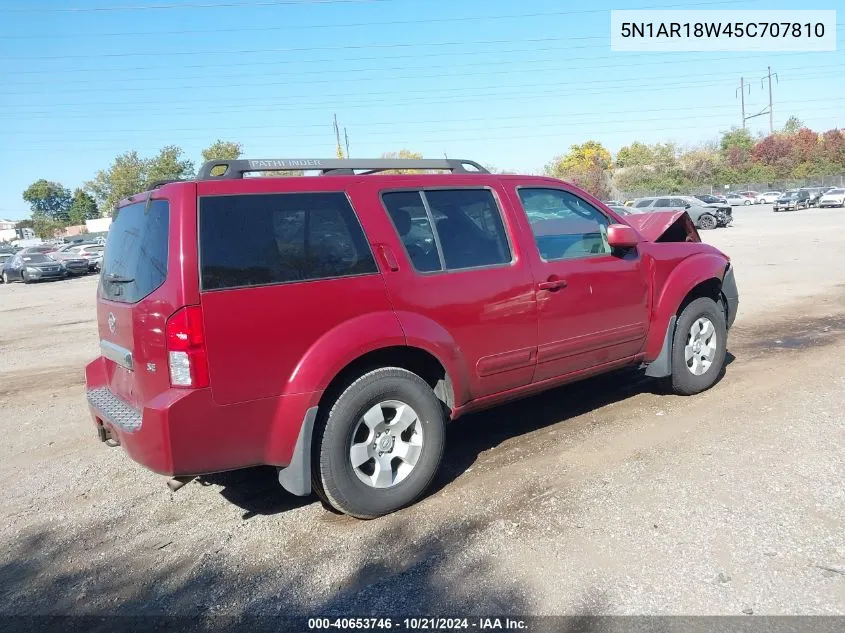 2005 Nissan Pathfinder Se VIN: 5N1AR18W45C707810 Lot: 40653746