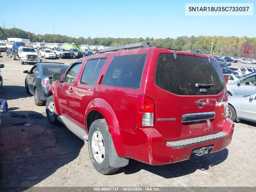 2005 Nissan Pathfinder Se VIN: 5N1AR18U35C733037 Lot: 40657737