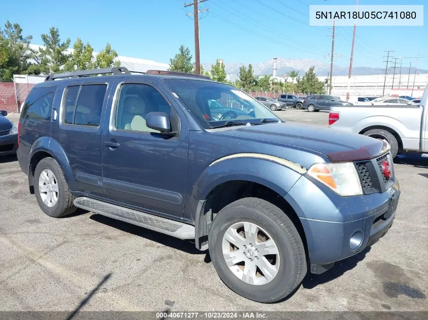 2005 Nissan Pathfinder Le VIN: 5N1AR18U05C741080 Lot: 40671277