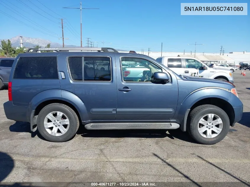 2005 Nissan Pathfinder Le VIN: 5N1AR18U05C741080 Lot: 40671277