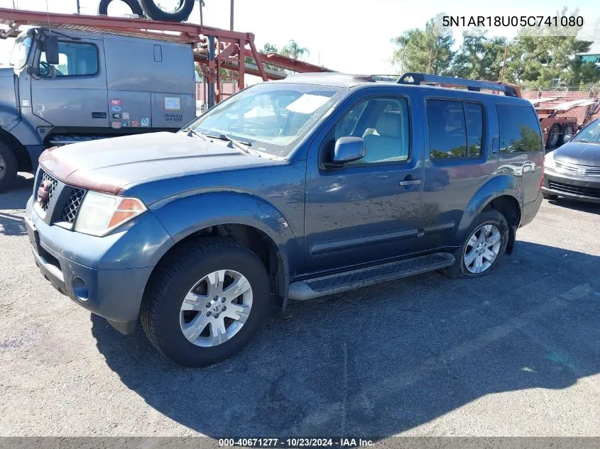 2005 Nissan Pathfinder Le VIN: 5N1AR18U05C741080 Lot: 40671277