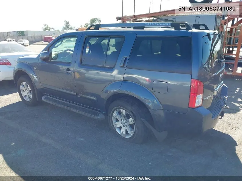 2005 Nissan Pathfinder Le VIN: 5N1AR18U05C741080 Lot: 40671277