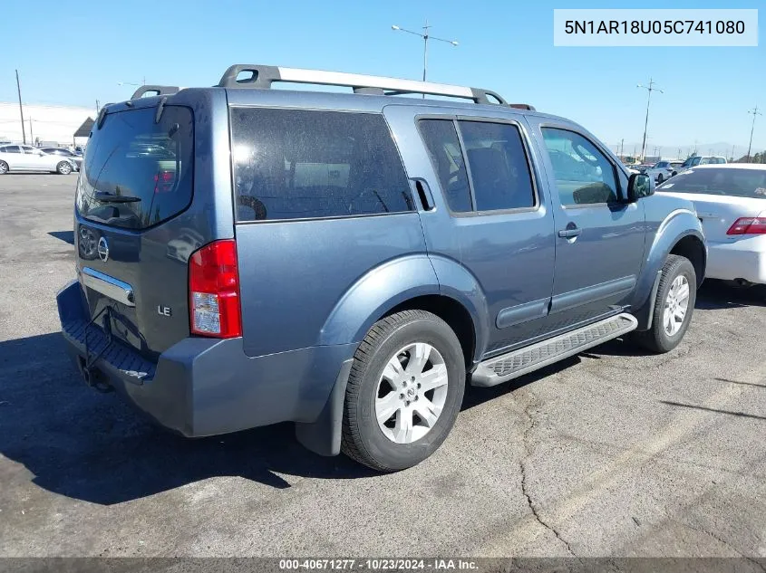 2005 Nissan Pathfinder Le VIN: 5N1AR18U05C741080 Lot: 40671277