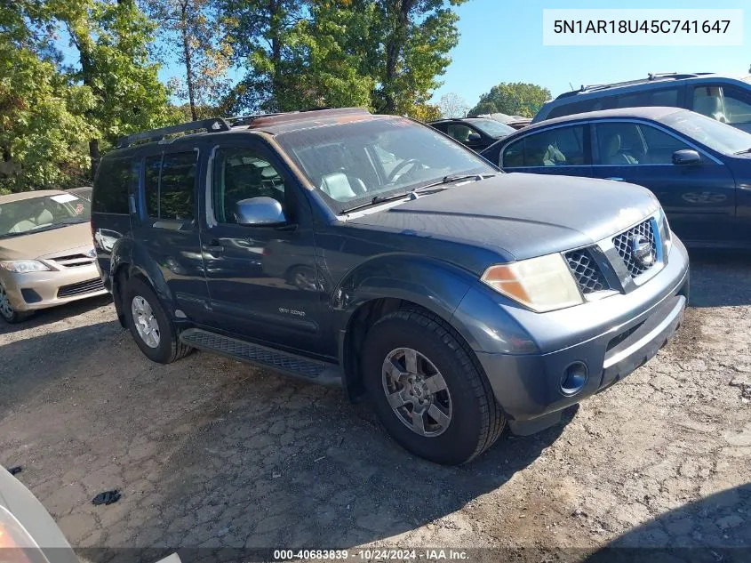 2005 Nissan Pathfinder Se Off-Road VIN: 5N1AR18U45C741647 Lot: 40683839