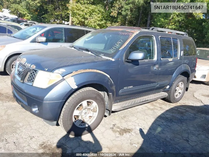 2005 Nissan Pathfinder Se Off-Road VIN: 5N1AR18U45C741647 Lot: 40683839